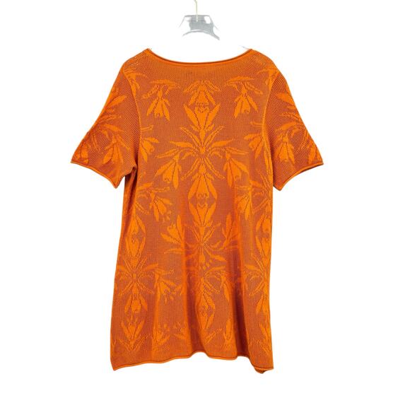 Gudrun Sjödén Orange Open Antique Floral Print Organic Cotton Knit Tunic Top - Picture 5 of 11